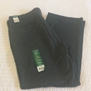 Men’s dark gray classic fit flat front pants